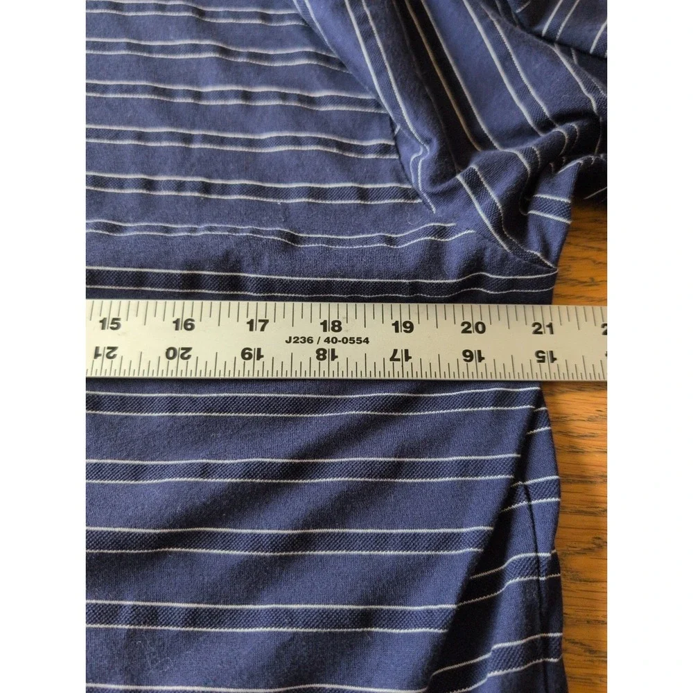 Polo Ralph Lauren Navy Striped Polo Shirt Men's Med lightweight Puma Cotton GUC